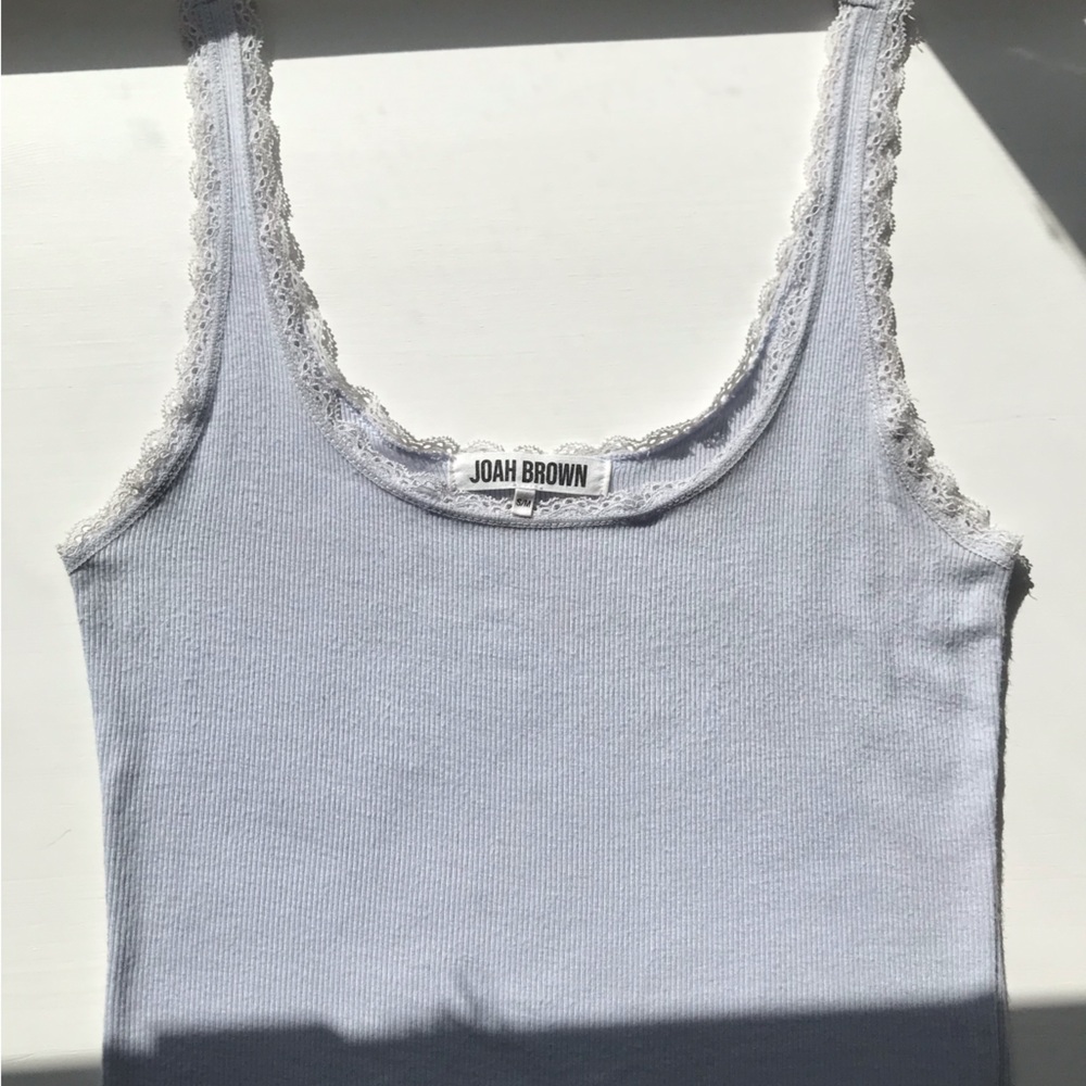 Joah Brown Lace Tank Top in Sky Baby Blue